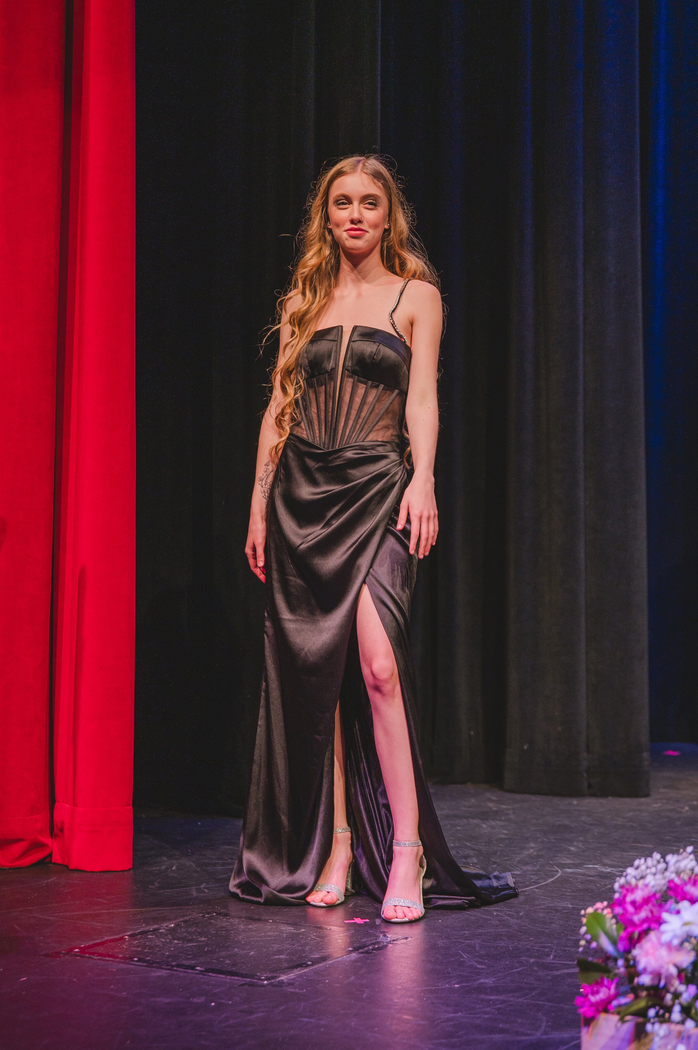 Black Sheer Bodice Gown | AP-61766