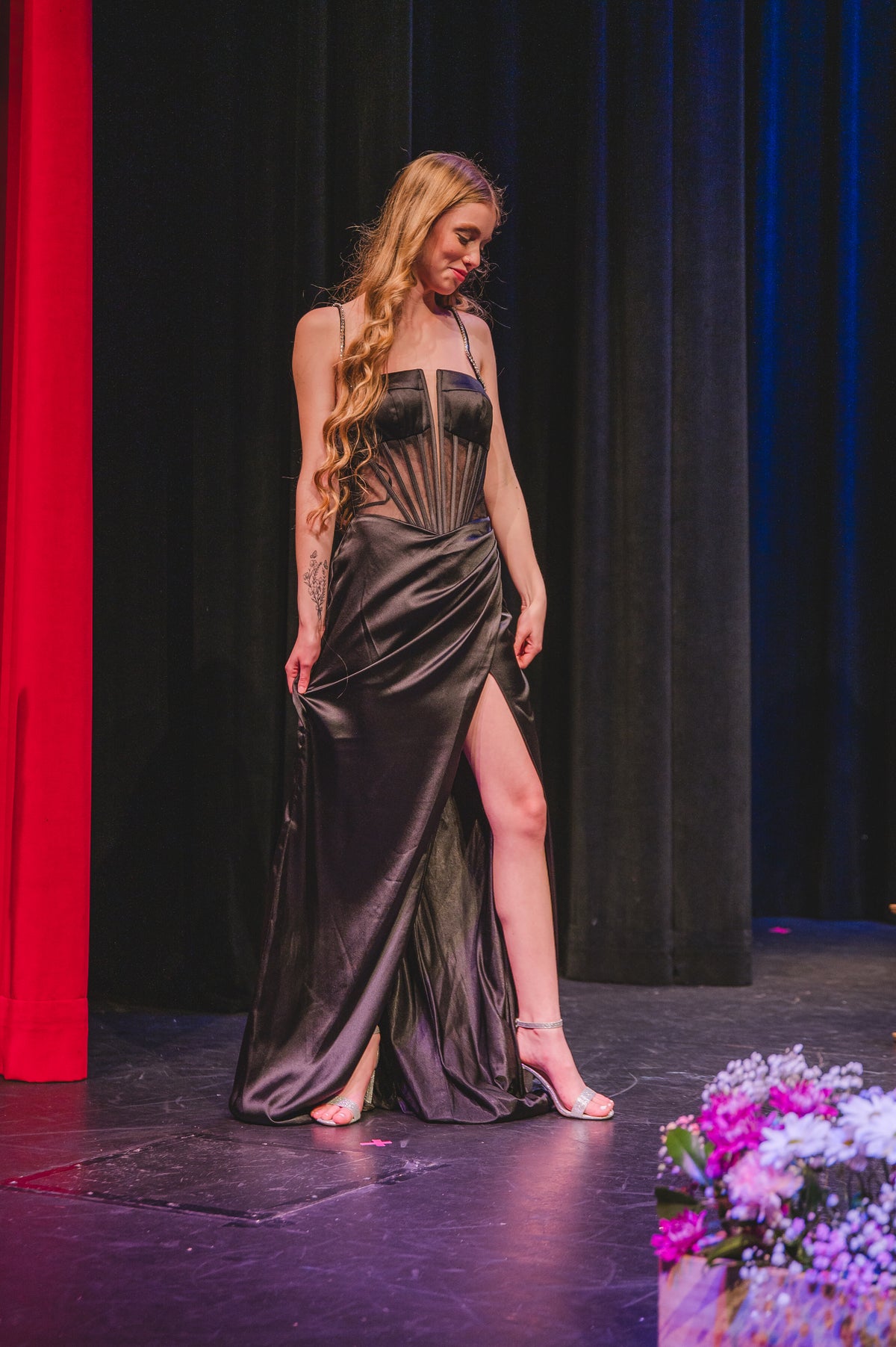 Black Sheer Bodice Gown | AP-61766