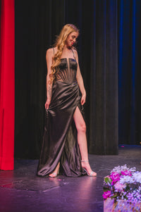 Black Sheer Bodice Gown | AP-61766