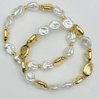 Baroque Pearl & Gold Nugget Bracelets