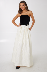 Catherine Gown Velvet and Ivory Embossed Satin