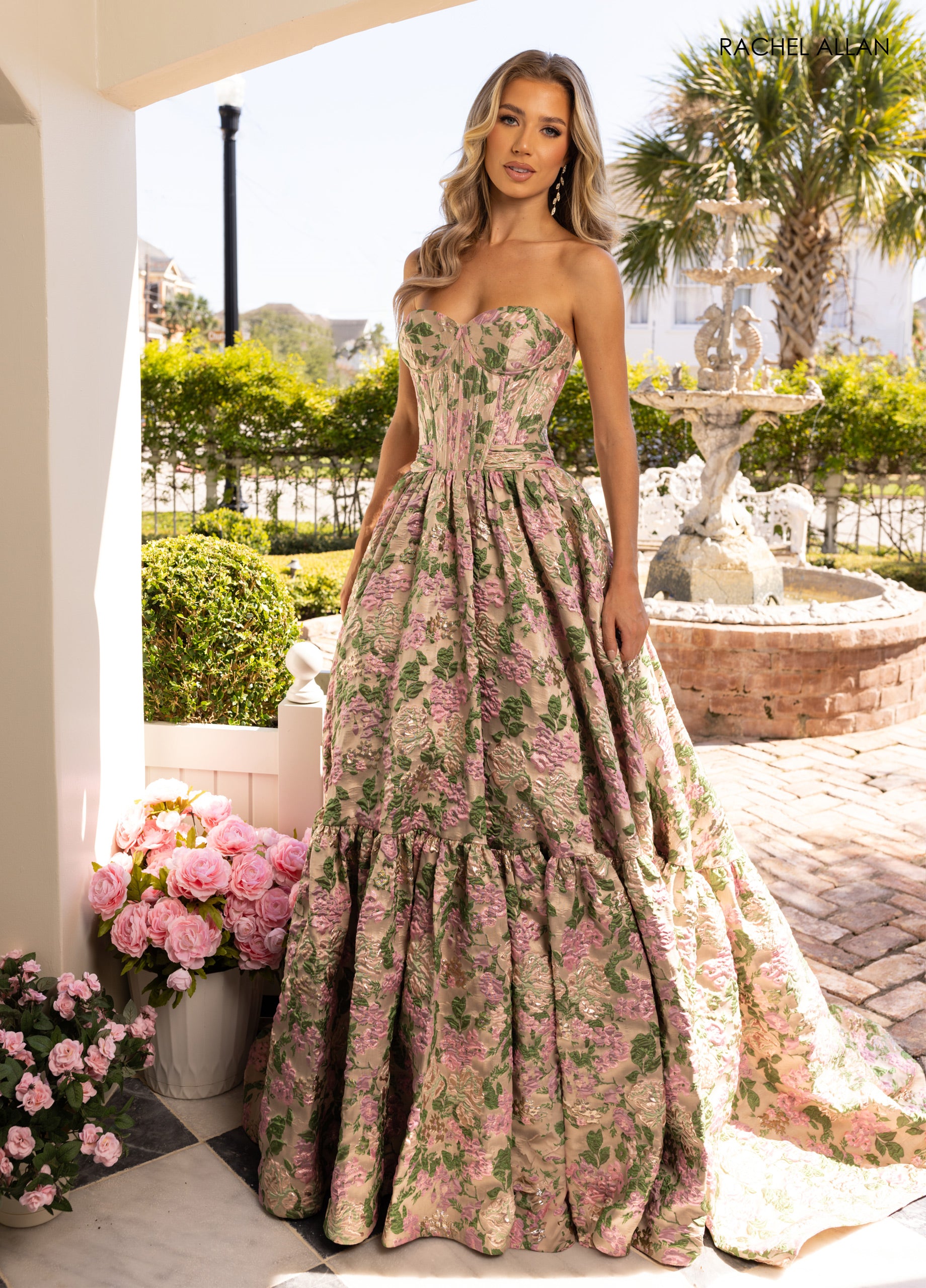 Champagne Multi Jacquard Gown | RA-70939