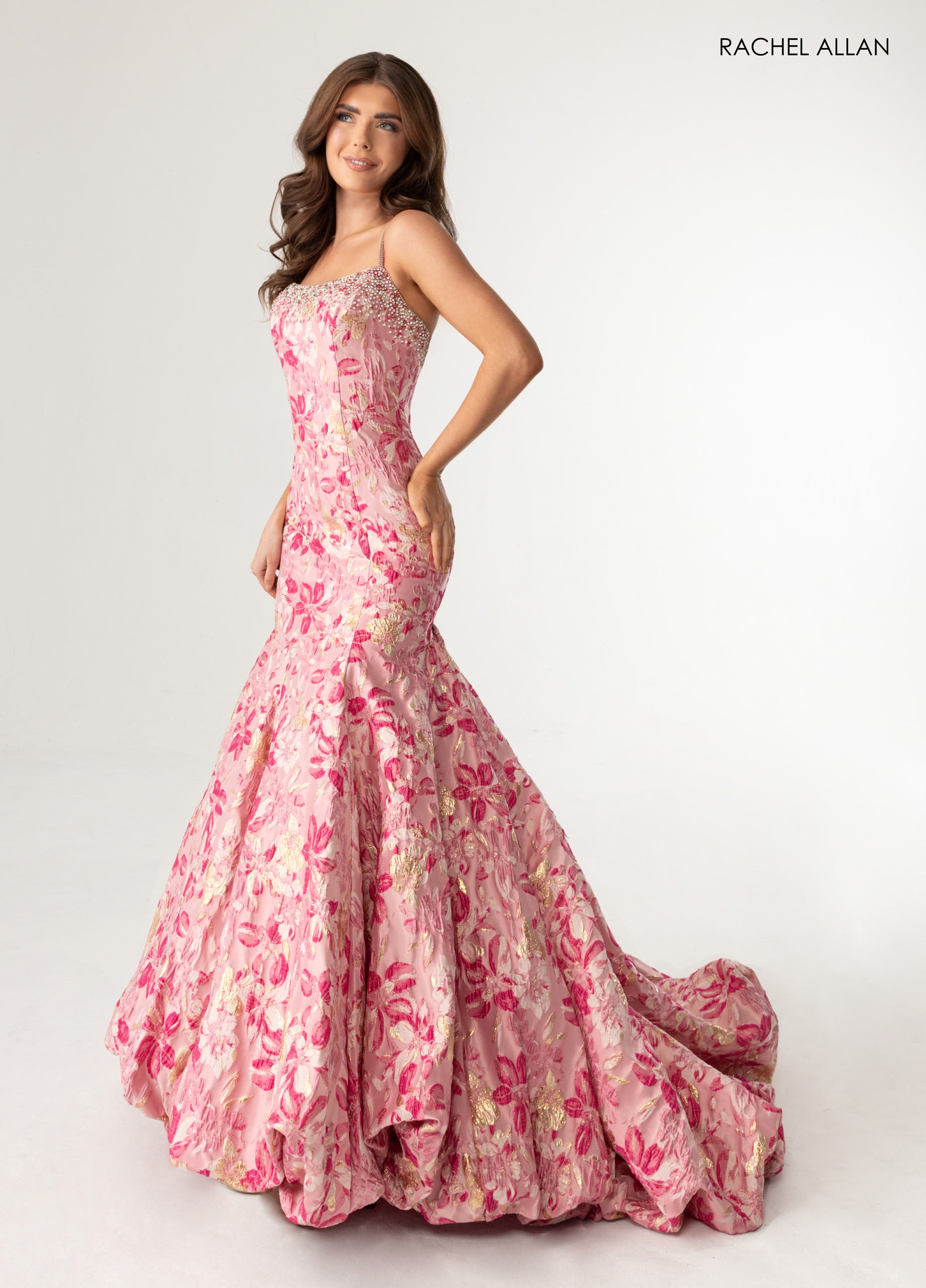 Jacquard Mermaid Gown | Light Pink