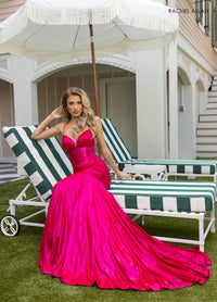 Hot Pink Metallic Ruched Gown | RA-71040