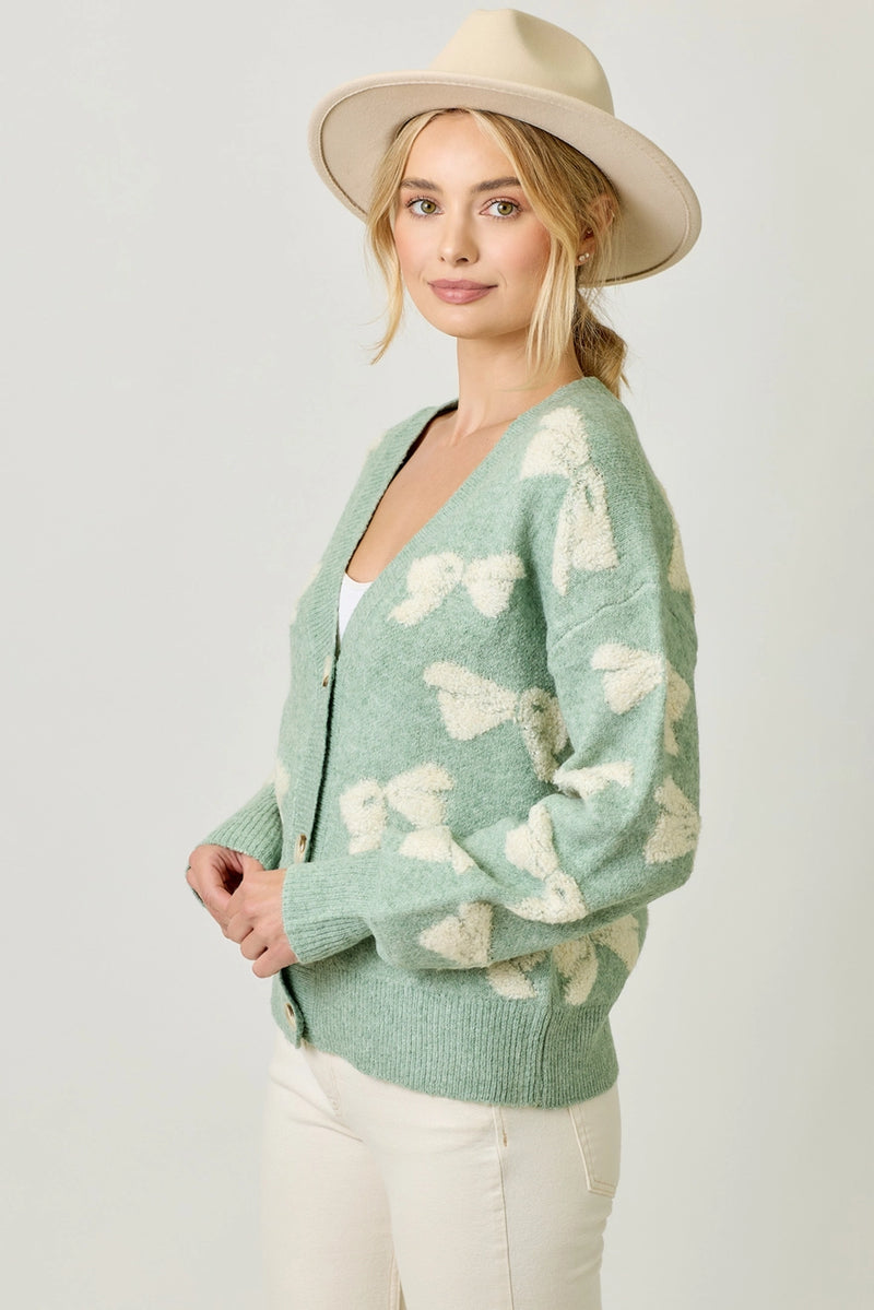 Mint Ribbon Button Down Cardigan