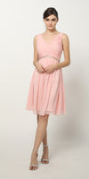 Ruched V-Neck Cocktail Dress | Blush