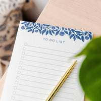 French Blue Floral To Do List Notepad