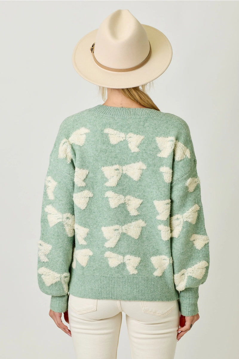Mint Ribbon Button Down Cardigan