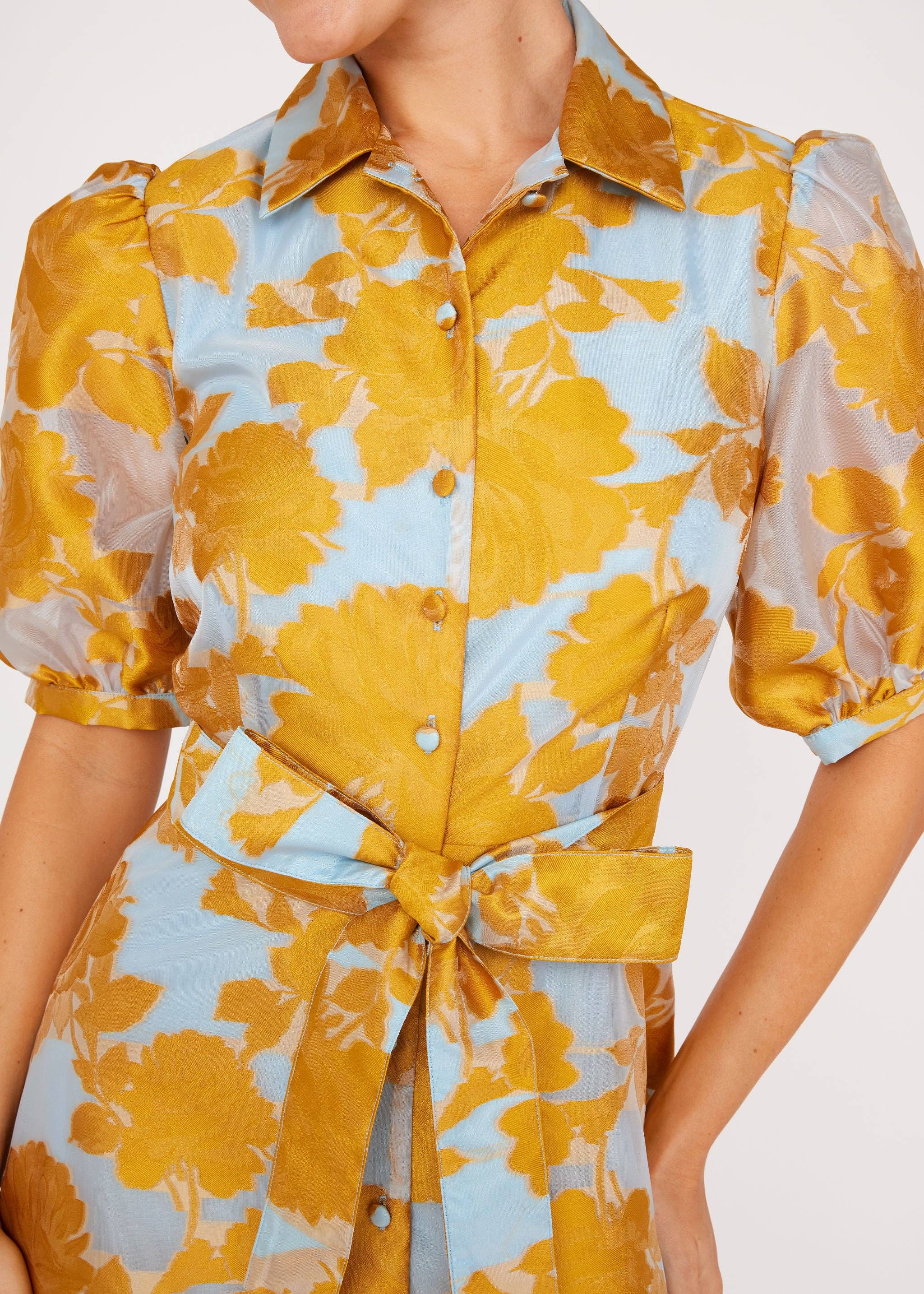 Charlotte Gown Gold Tea Rose Organza