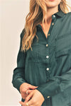 Piper Teal Long Sleeve Silky Blouse