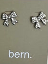 Silver Mini Sparkle Bow Earrings