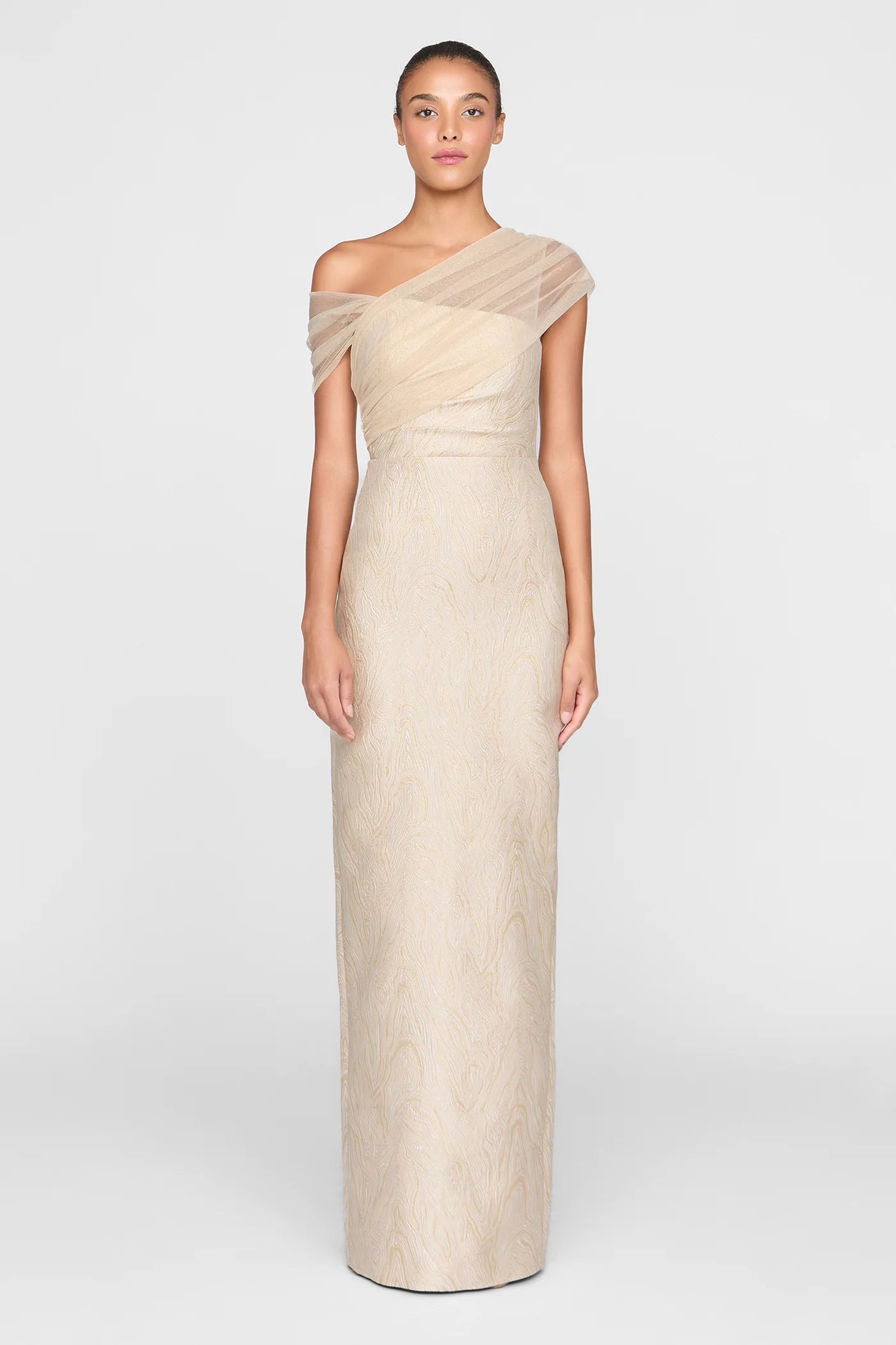 Zara Draped Shawl Column Dress