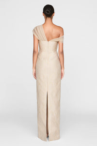 Zara Draped Shawl Column Dress