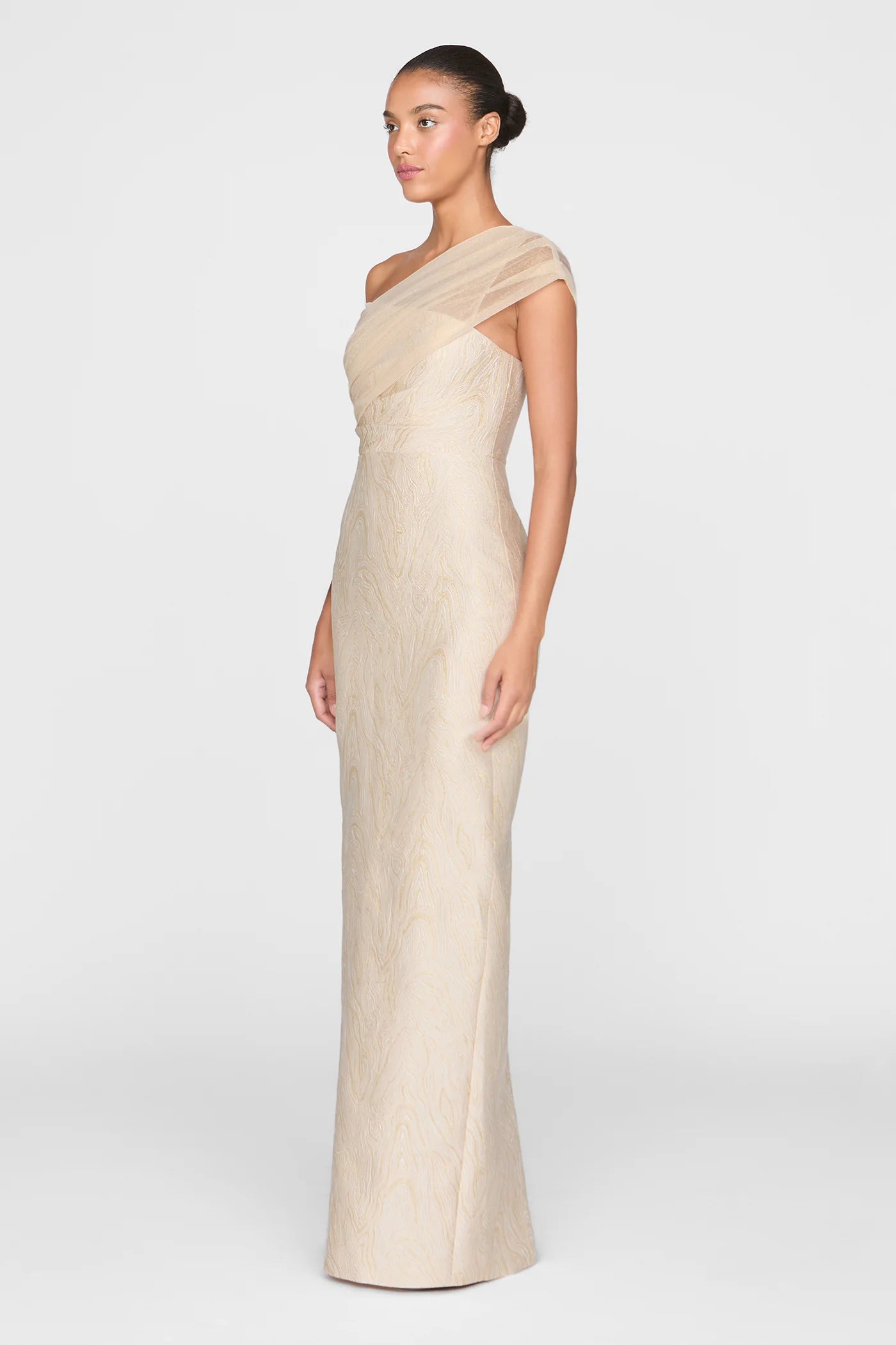 Zara Draped Shawl Column Dress