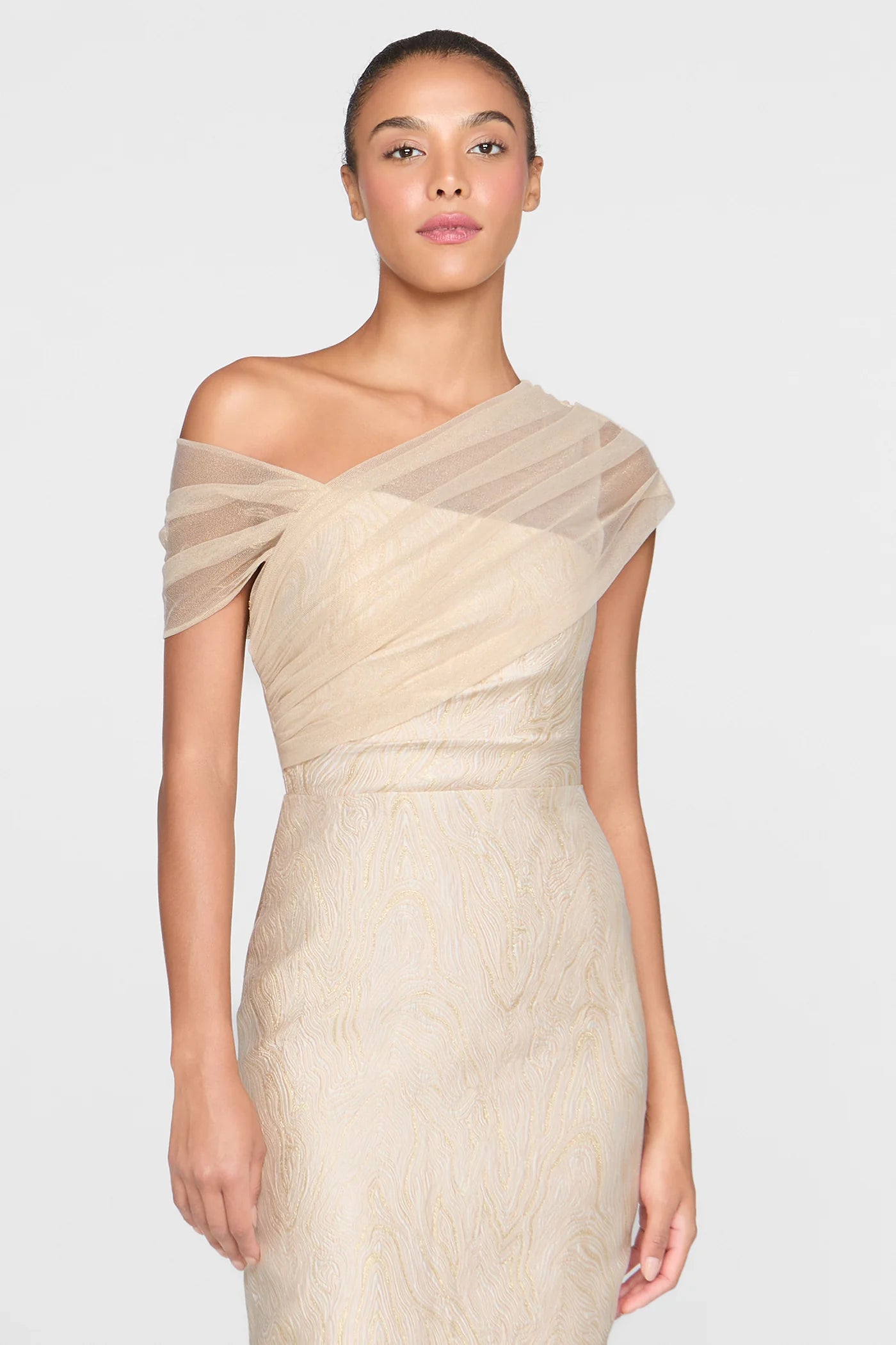 Zara Draped Shawl Column Dress