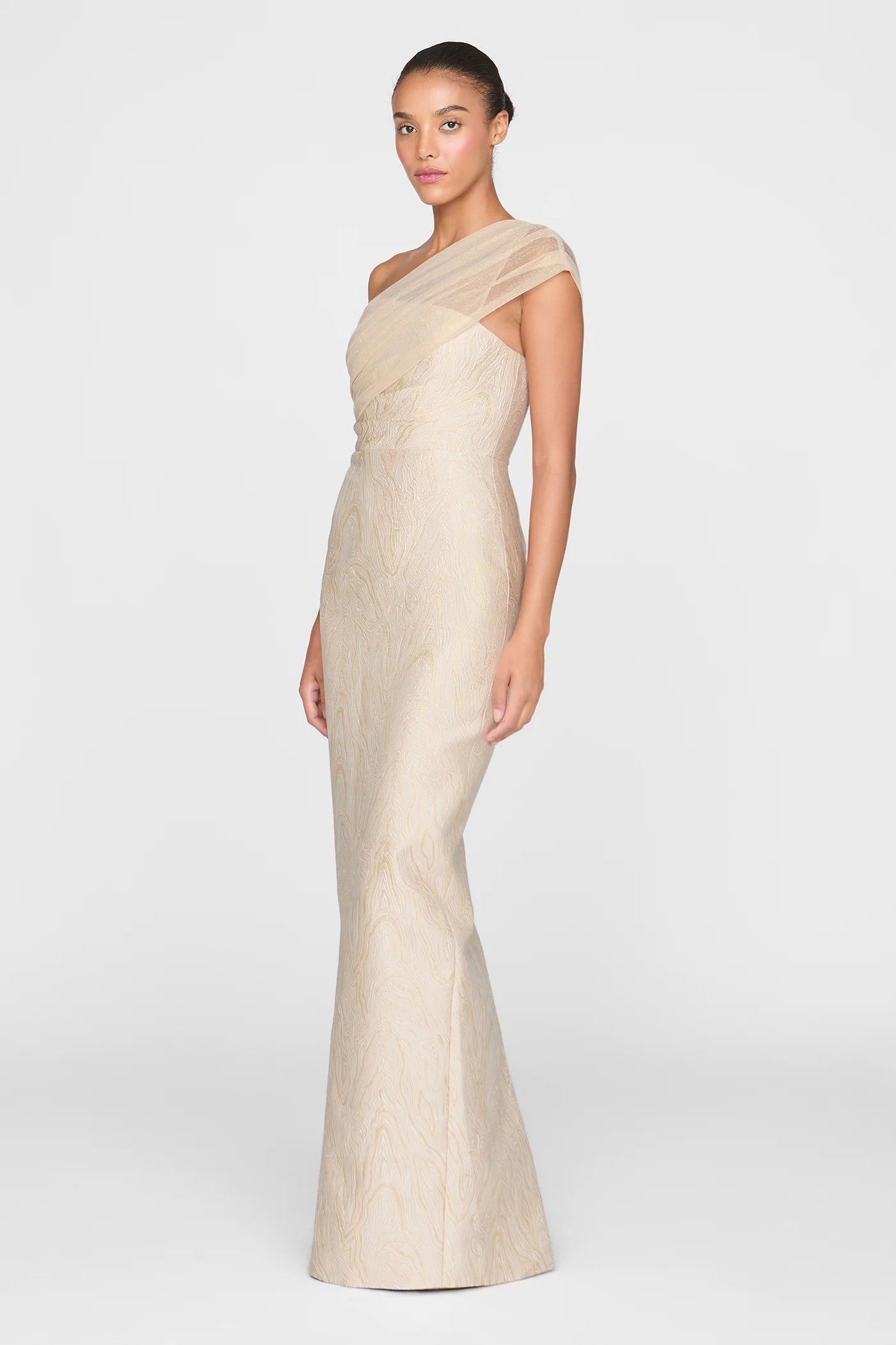 Zara Draped Shawl Column Dress
