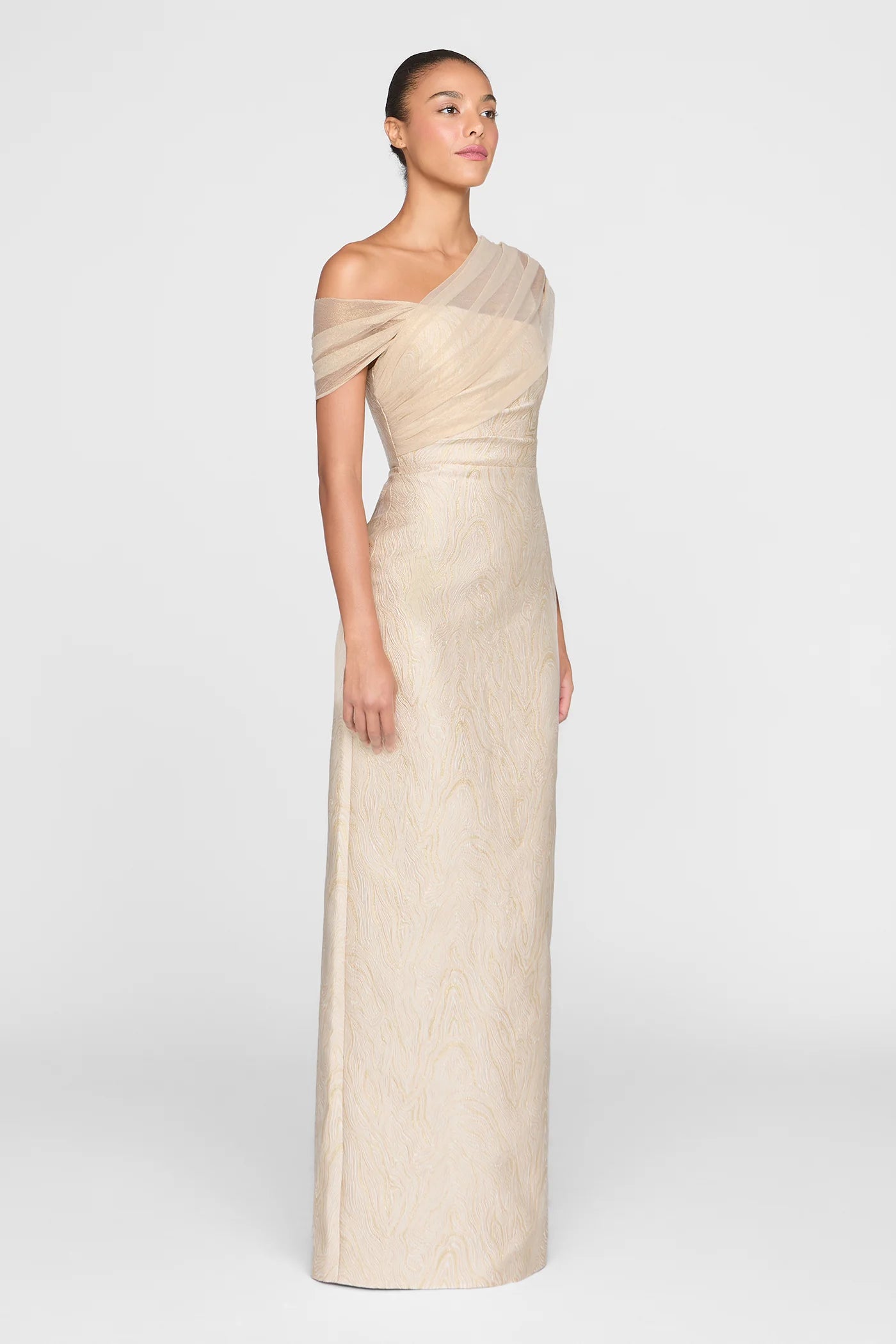 Zara Draped Shawl Column Dress
