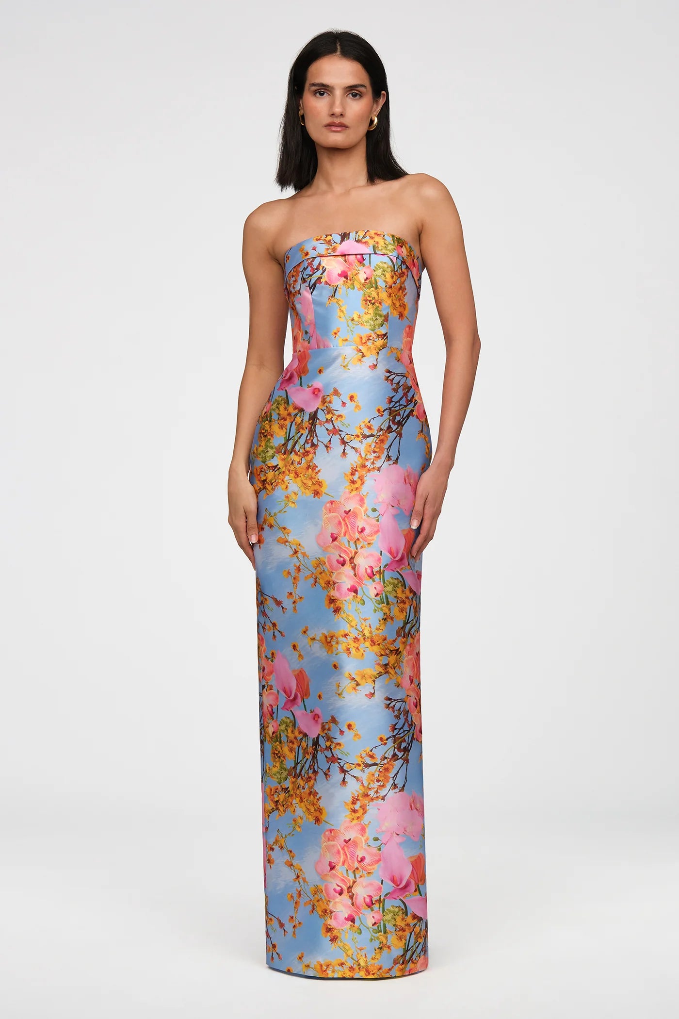 Cleo Strapless Gown in Blue Zen