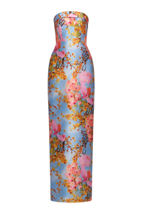 Cleo Strapless Gown in Blue Zen