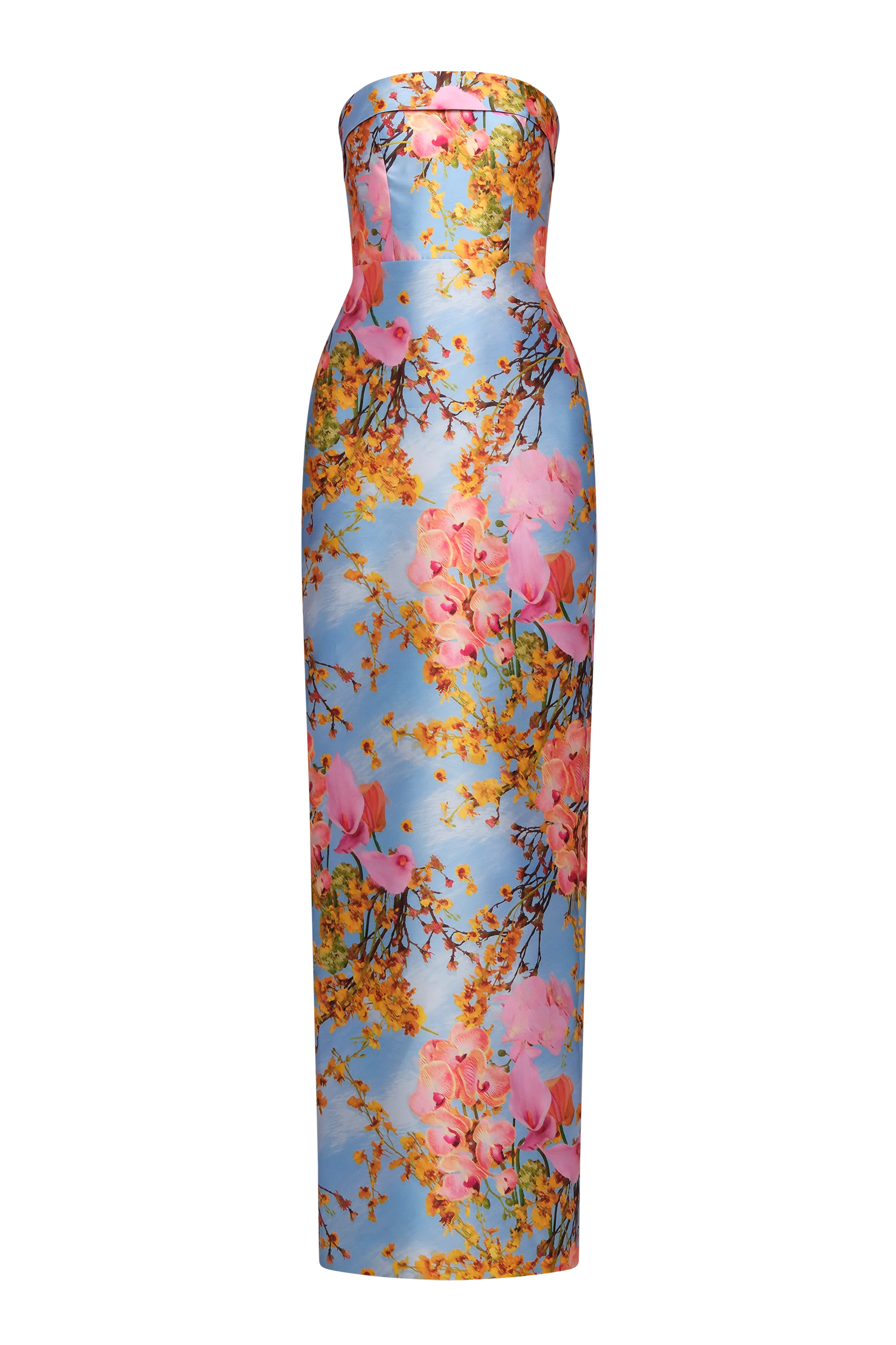 Cleo Strapless Gown in Blue Zen