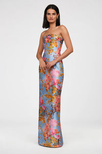 Cleo Strapless Gown in Blue Zen