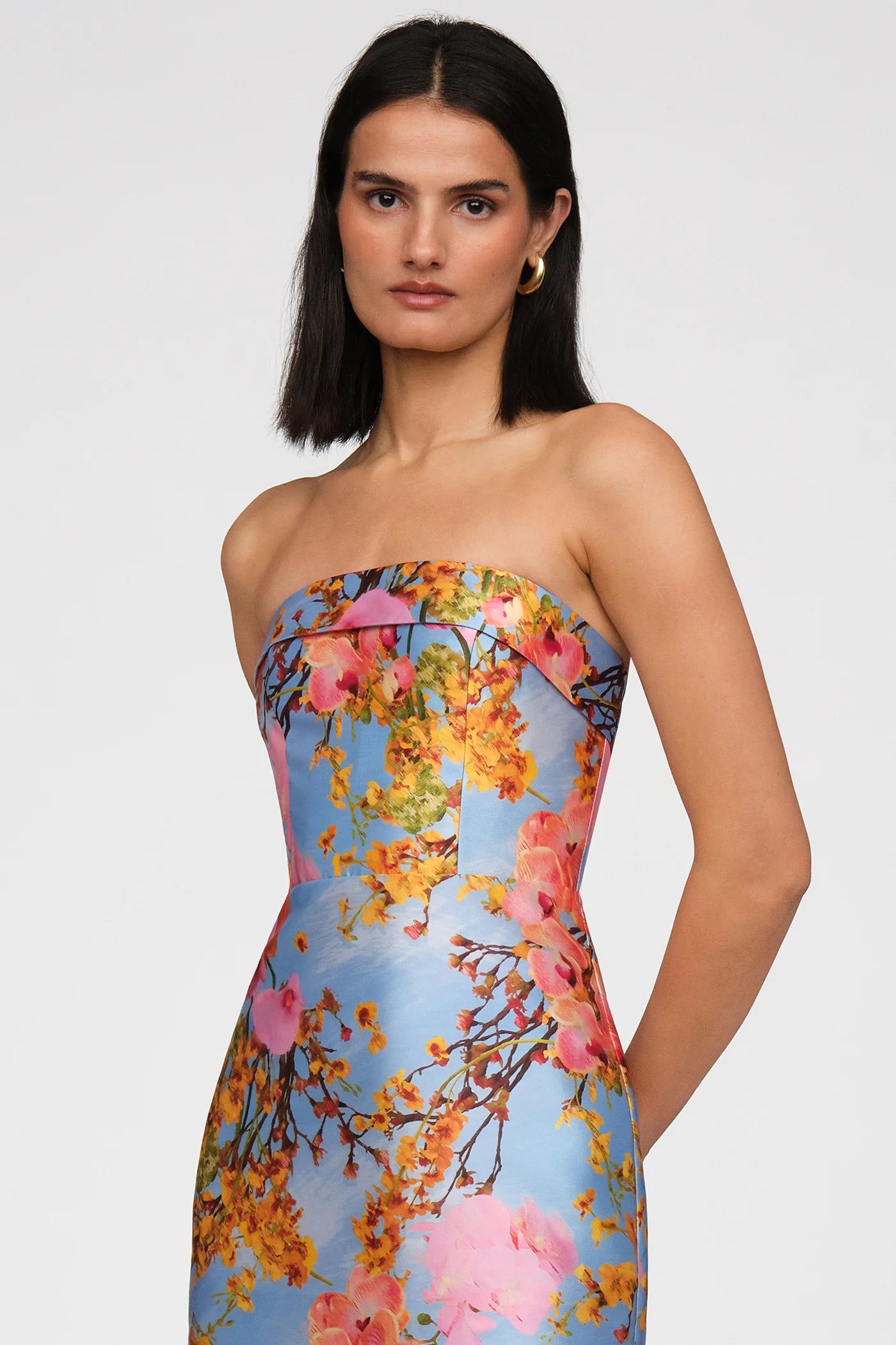 Cleo Strapless Gown in Blue Zen