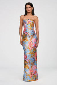 Cleo Strapless Gown in Blue Zen