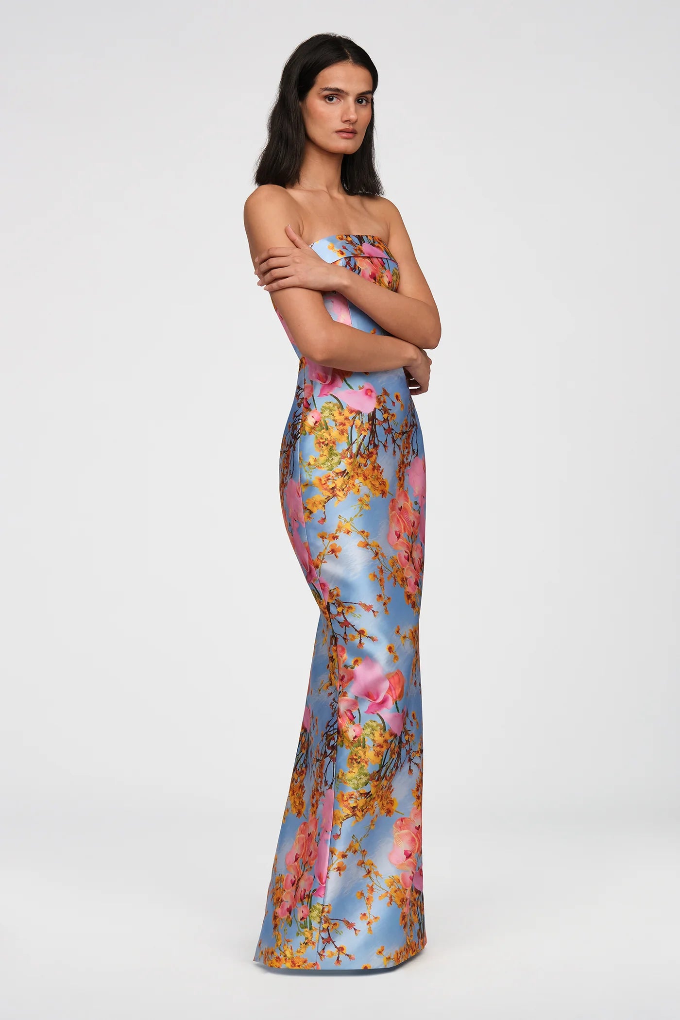 Cleo Strapless Gown in Blue Zen