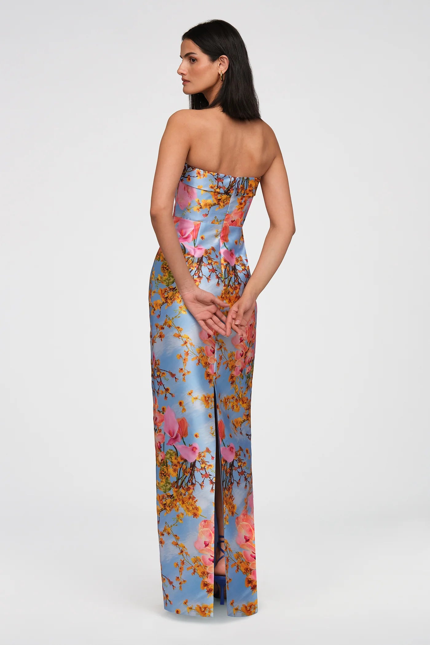Cleo Strapless Gown in Blue Zen