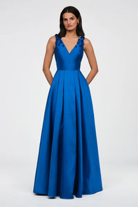 Velina Mikado V Neck Gown