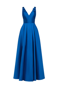 Velina Mikado V Neck Gown