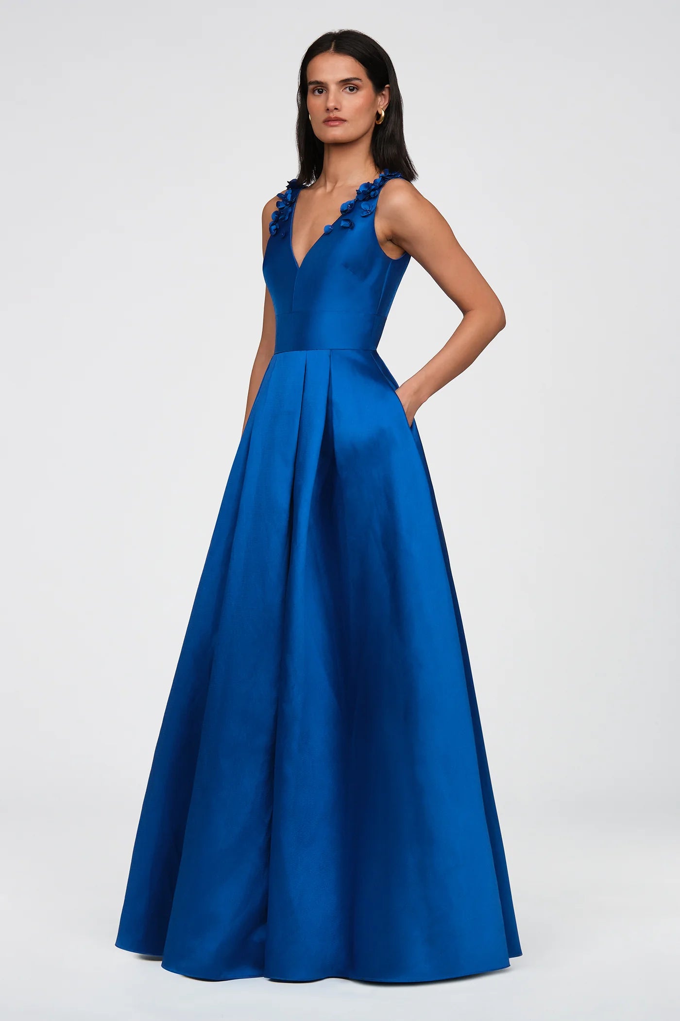 Velina Mikado V Neck Gown