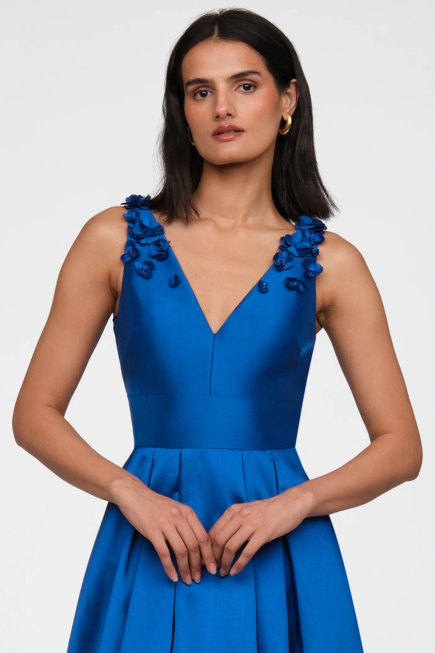 Velina Mikado V Neck Gown