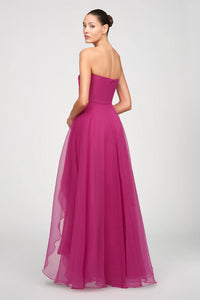Teresa Strapless Draped Gown - Sangria