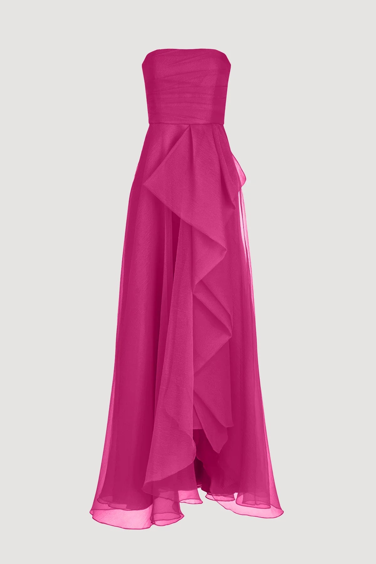 Teresa Strapless Draped Gown - Sangria
