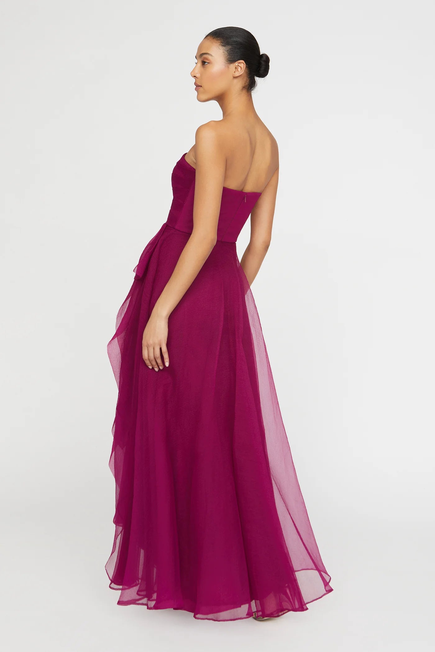 Teresa Strapless Draped Gown - Sangria