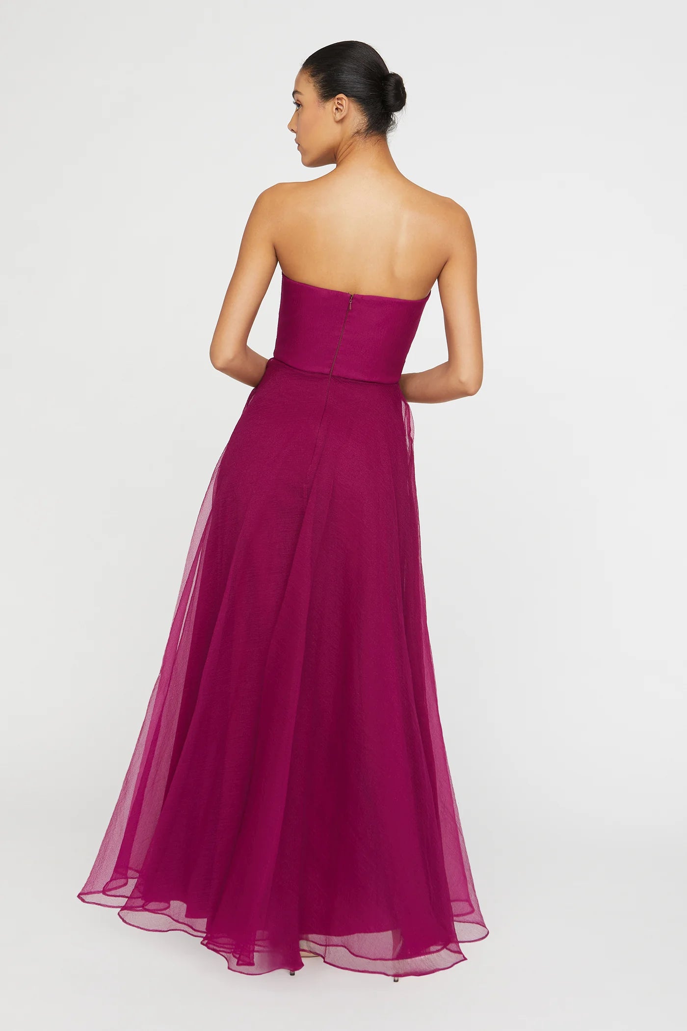 Teresa Strapless Draped Gown - Sangria