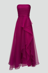Teresa Strapless Draped Gown - Sangria