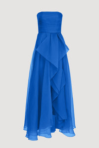 Teresa Strapless Draped Gown - Brilliant Blue
