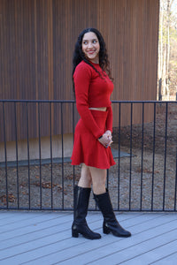 Carrie Long Sleeve Red Knit Top