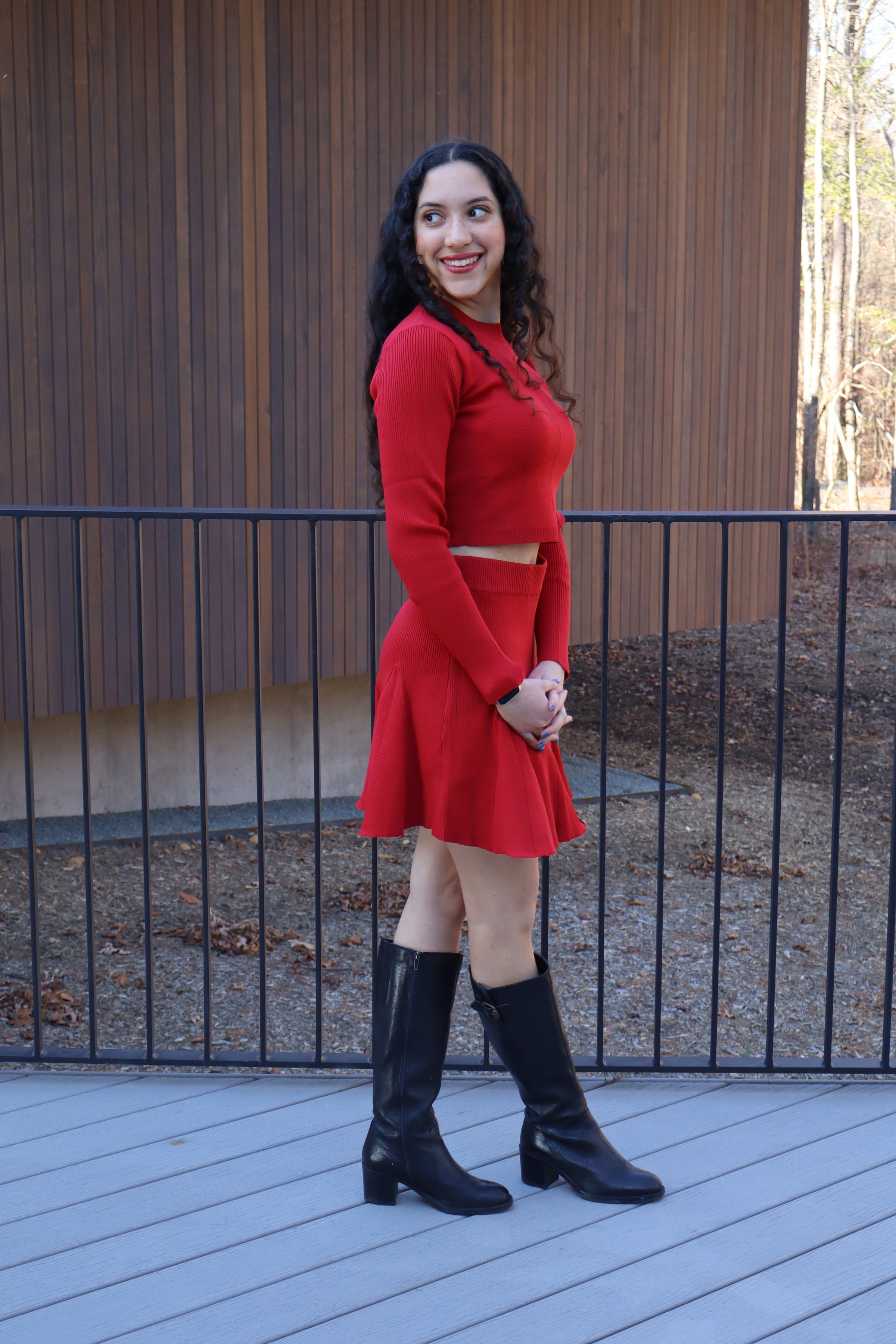 Carrie Long Sleeve Red Knit Top