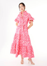 Sadie Maxi Dress Hot Pink Hibiscus Jacquard