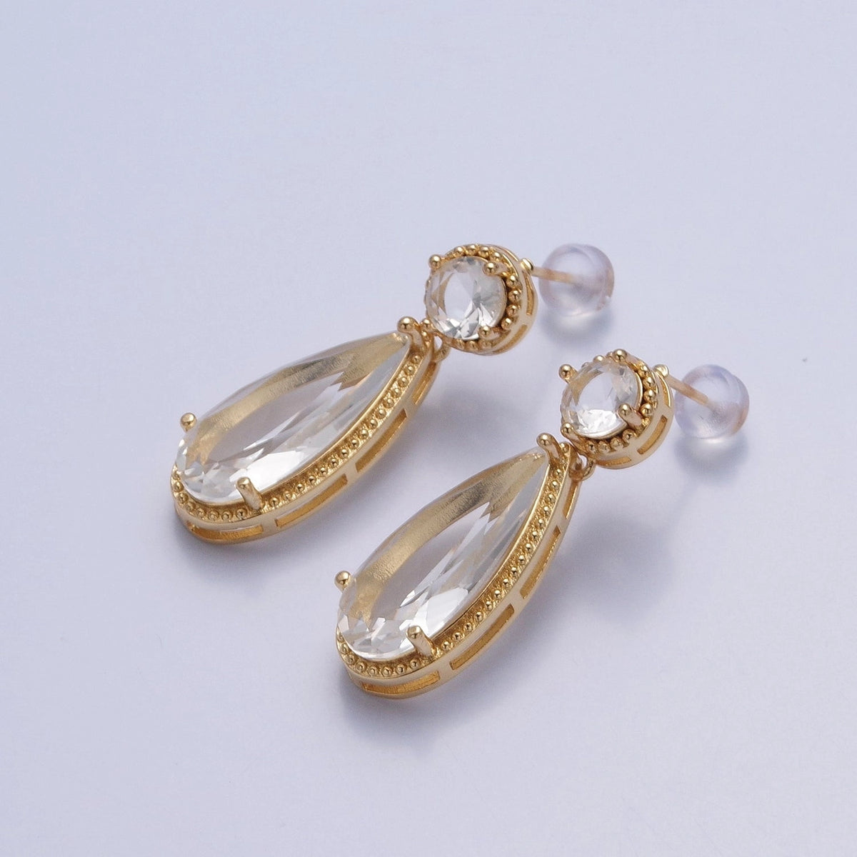 Clear Teardrop Stud Earrings