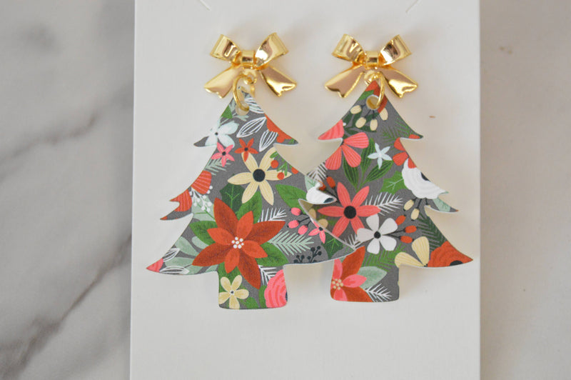 Floral Christmas Tree Earrings