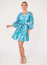 Elise Mini Dress in Mint Rose
