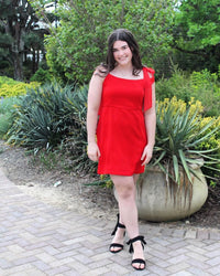 Gia Red Ribbon Strap Dress