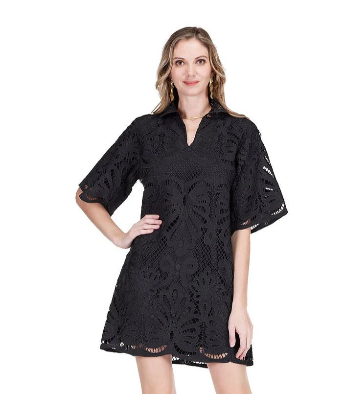 High Neck Black Lace Tunic