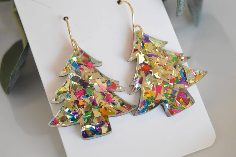 Christmas Tree Confetti Earrings