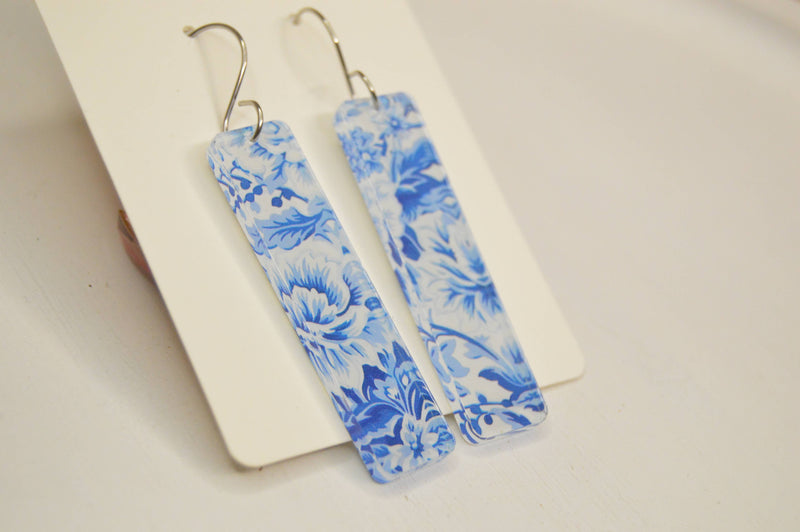 Blue & White Drop Earrings