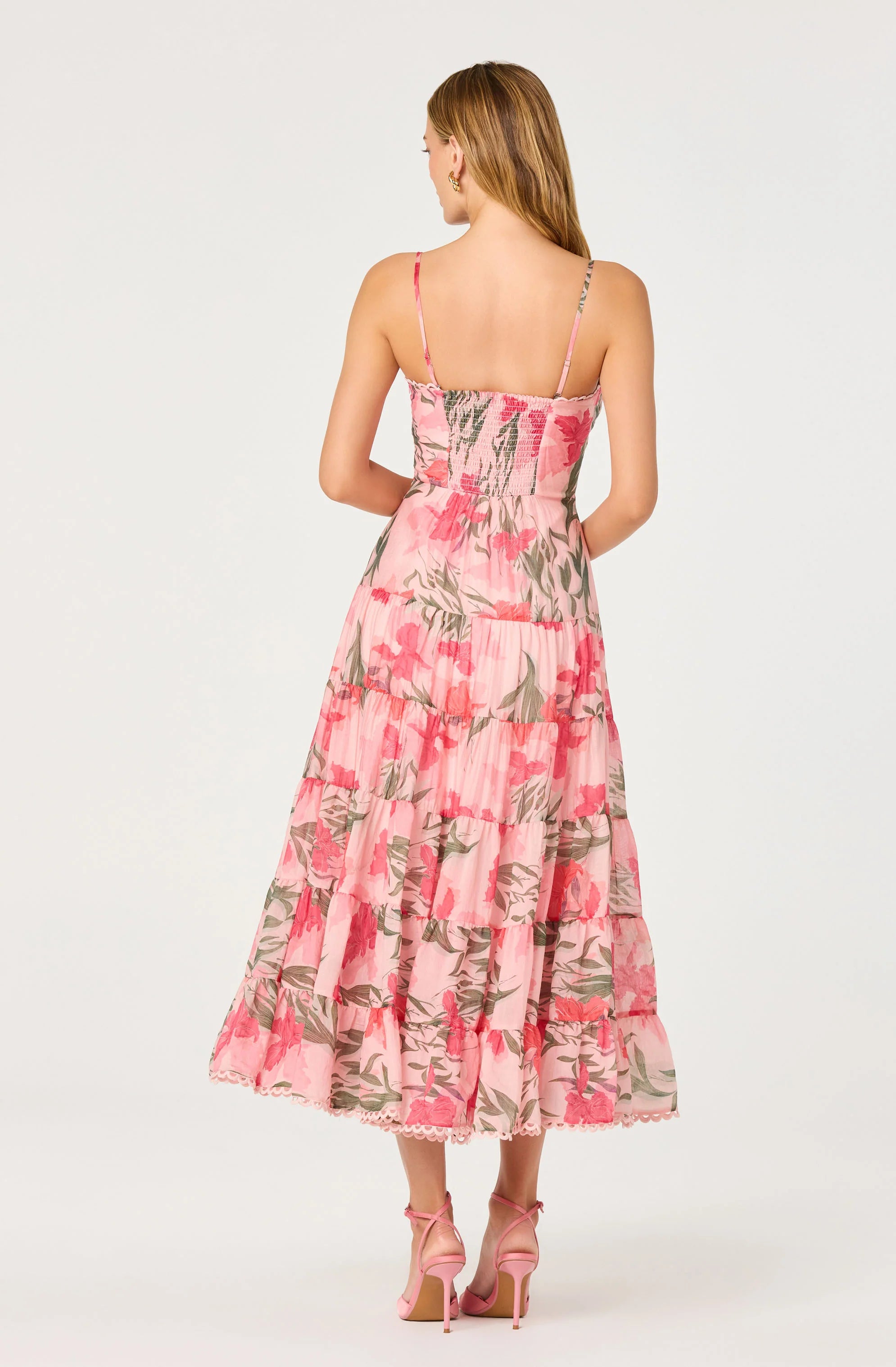 Lianne Floral Scalloped Trim Midi Dress